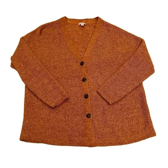 J.Jill Tan Sweater Cardigan Button Front Large Petite V-Neck - Picture 1 of 8